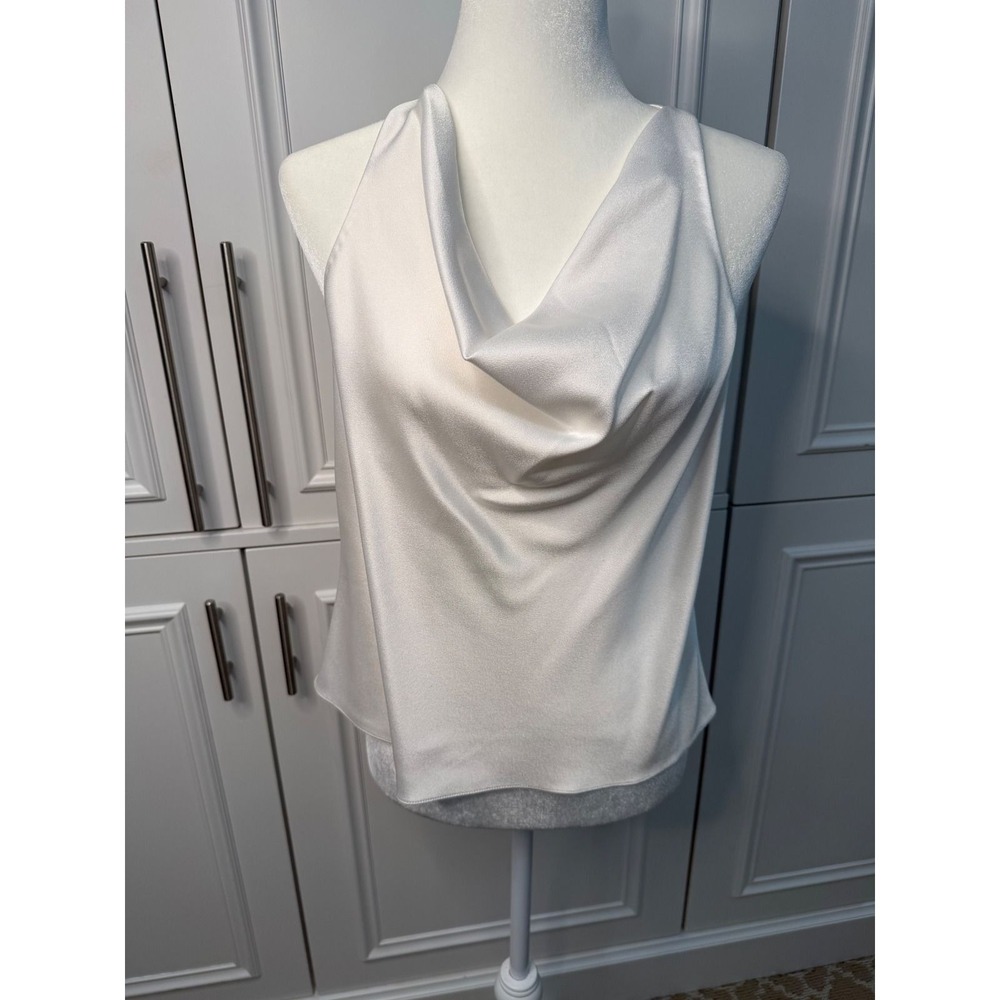 Alice + Olivia Harmon Tank Top Womens Medium Off White NWT Cowl Neck Racerback